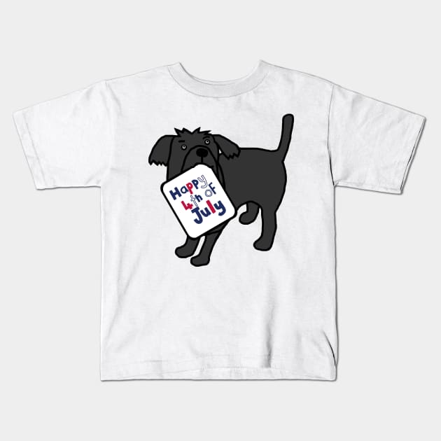 Happy 4th of July says Dog Kids T-Shirt by ellenhenryart